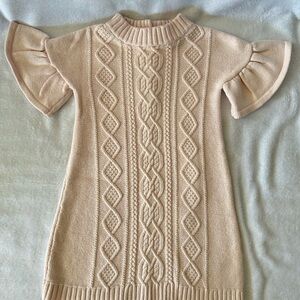 Janie and Jack Knit Ruffle Sleeve Blush/Pink Sweater Dress Size 5T